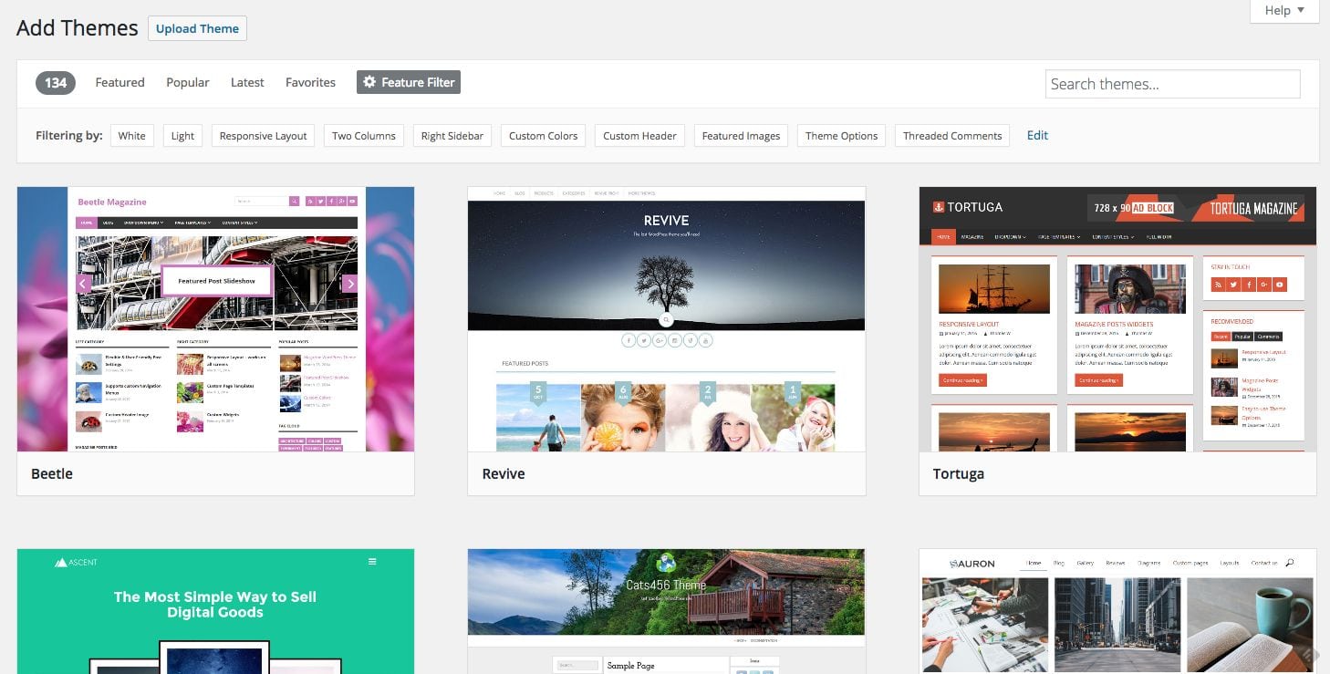 00 dashboard wordpress themes feature filter result