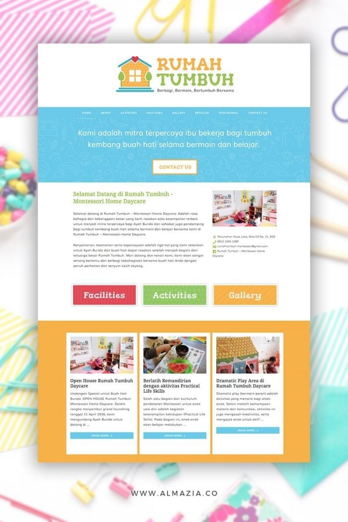 Rumah Tumbuh Montessori Home Daycare | Desain website & marketing collaterals